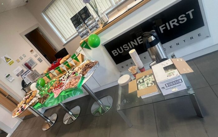 Business First Macmillan Coffee Morning Setup